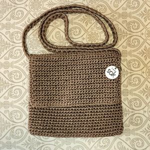 The Sak Small Crocheted Crossbody Bag in Mushroom